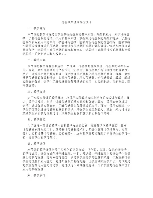 传感器原理课课程设计