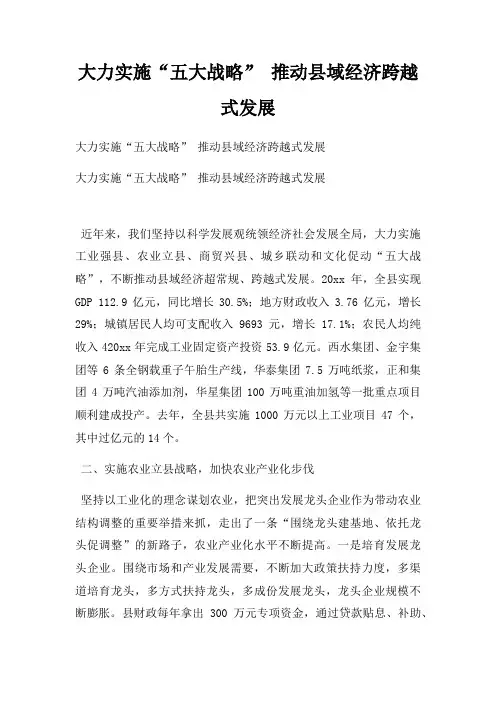 大力实施“五大战略”