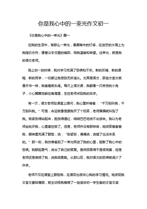 你是我心中的一束光作文初一