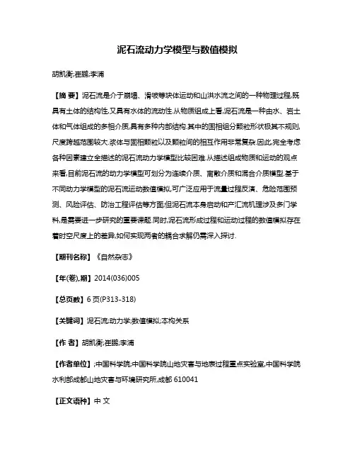 泥石流动力学模型与数值模拟