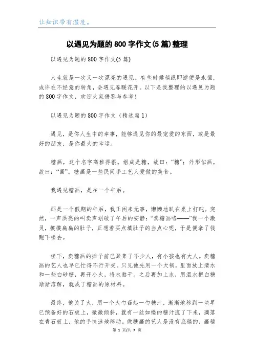 以遇见为题的800字作文(5篇)整理
