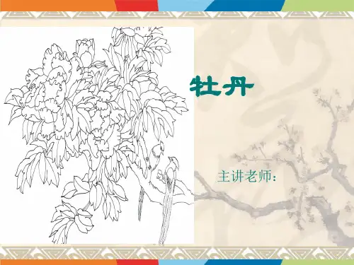 牡丹少儿国画水墨美术PPT课件 