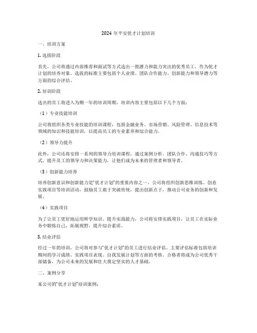 2024年平安优才计划培训