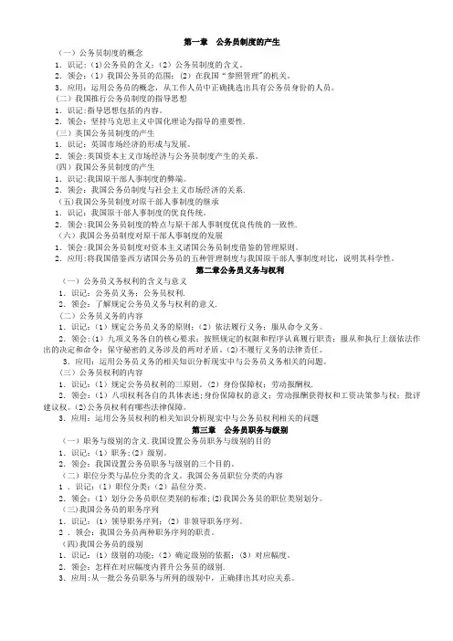 自学考试《公务员制度》复习大纲