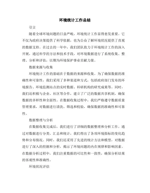 环境统计工作总结