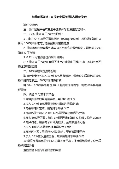 细胞成脂油红O染色以及成肌吉姆萨染色