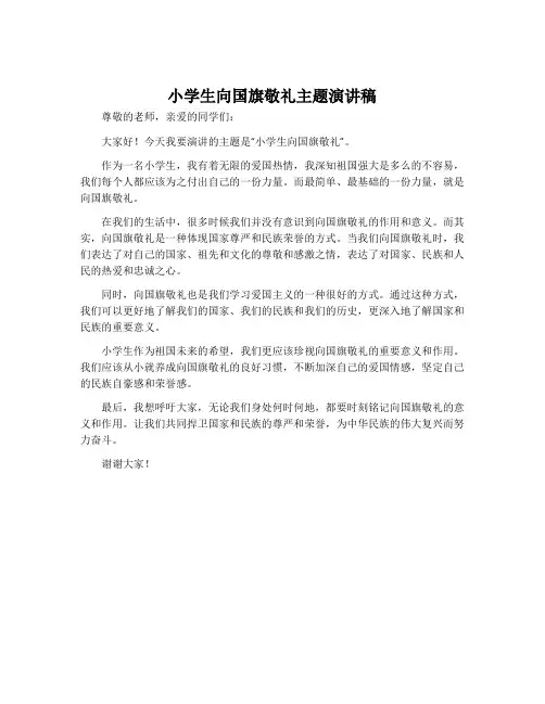 小学生向国旗敬礼主题演讲稿