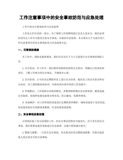 工作注意事项中的安全事故防范与应急处理