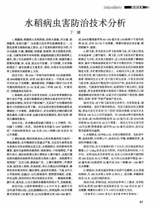 水稻病虫害防治技术分析