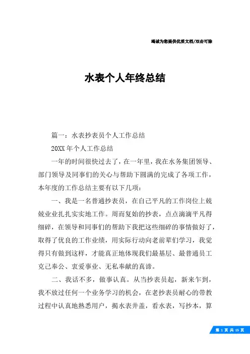 水表个人年终总结