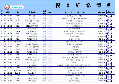 模具维修单表