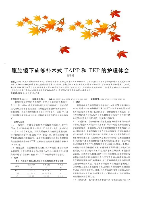 腹腔镜下疝修补术式TAPP和TEP的护理体会