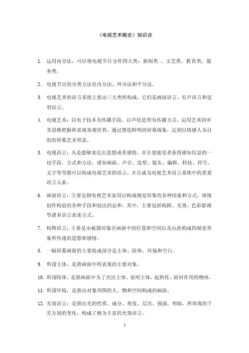 《电视艺术概论》知识点
