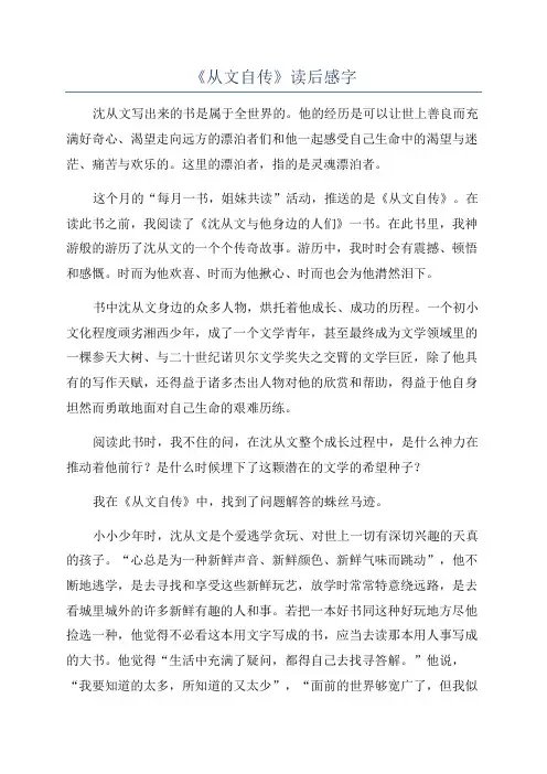 《从文自传》读后感字