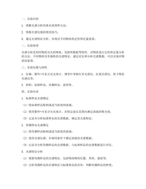 光谱特征鉴别实验报告