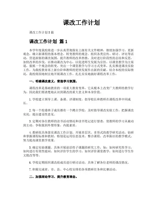课改工作计划