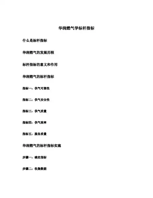 华润燃气学标杆指标