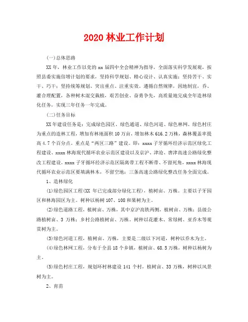2020林业工作计划