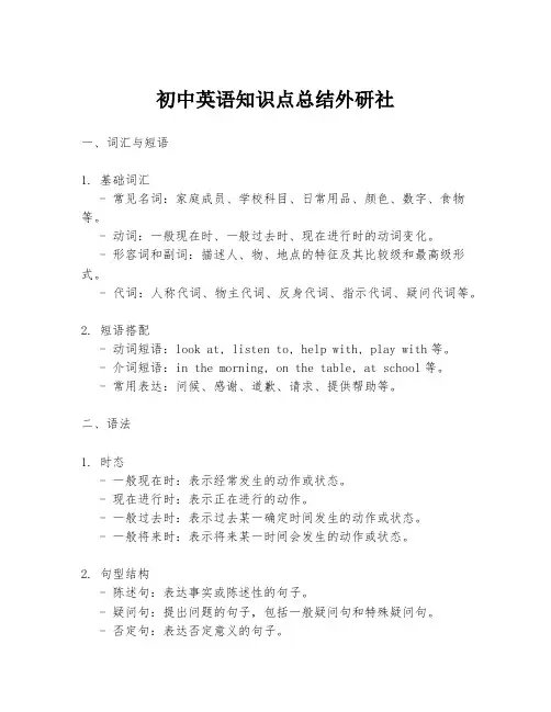 初中英语知识点总结外研社