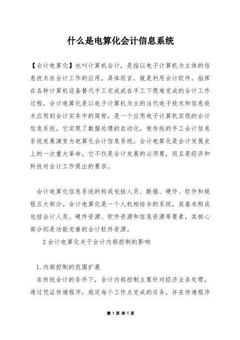 什么是电算化会计信息系统