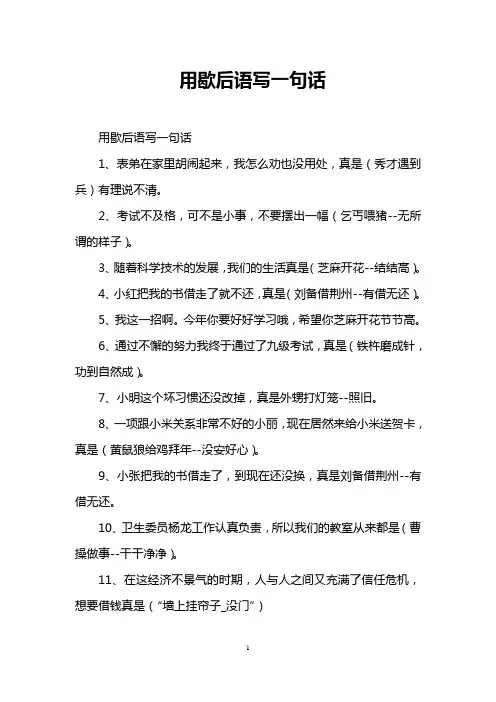 用歇后语写一句话