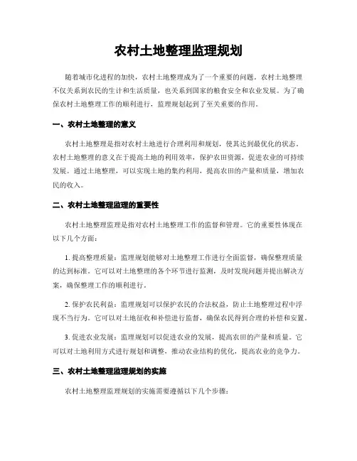 农村土地整理监理规划
