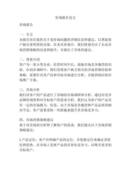 咨询报告范文