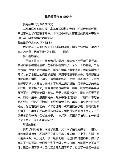 我的故事作文800字