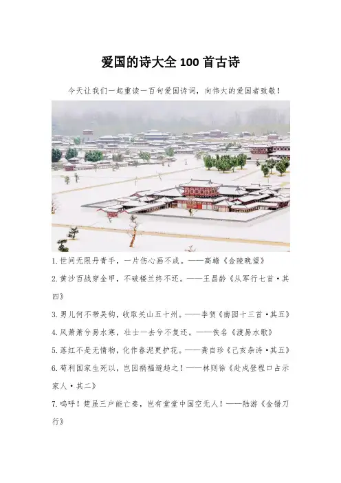爱国的诗大全100首古诗