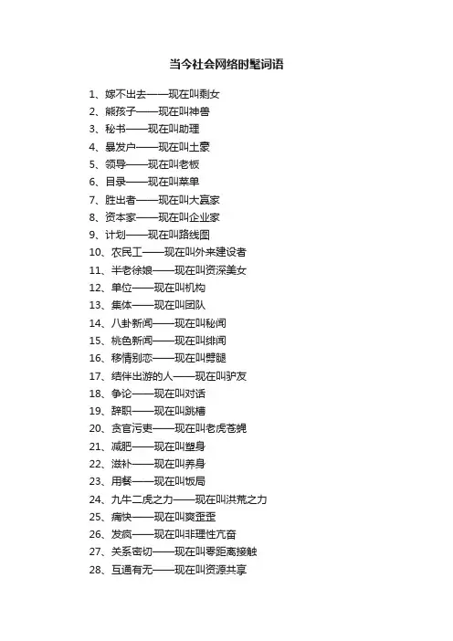 当今社会网络时髦词语