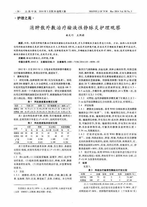 消肿散外敷治疗输液性静脉炎护理观察
