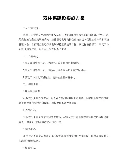 双体系建设实施方案