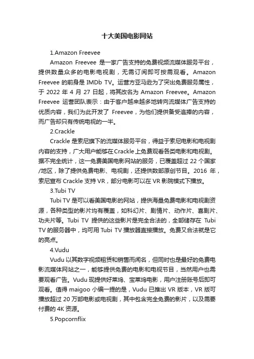 十大美国电影网站