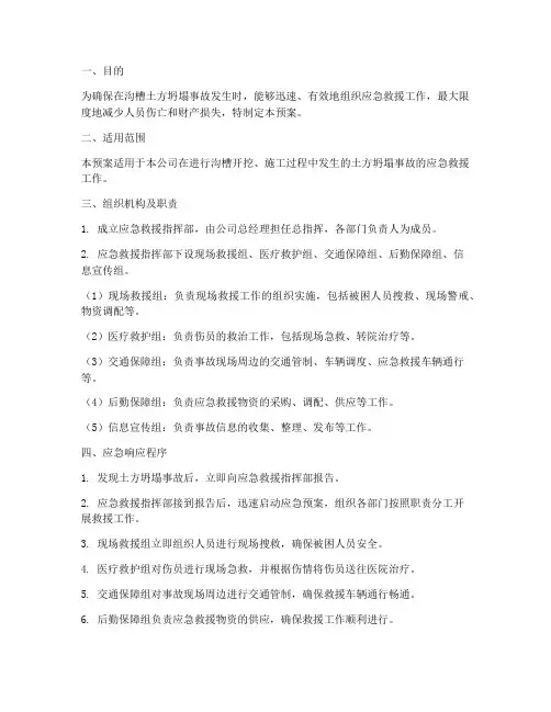 沟槽土方坍塌应急预案