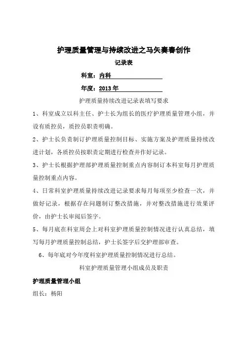 护理质量管理与持续改进记录表