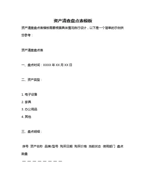 资产清查盘点表模板