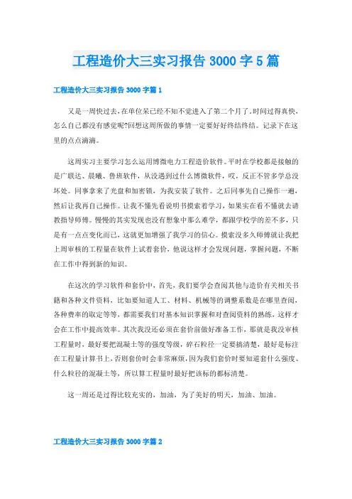 工程造价大三实习报告3000字5篇