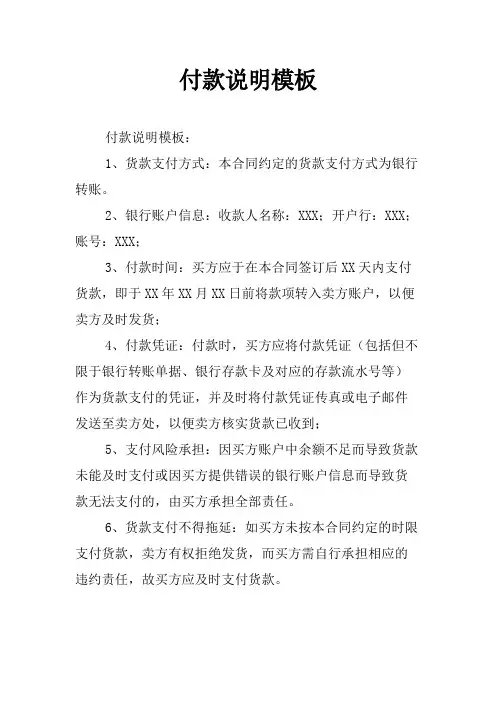 付款说明模板