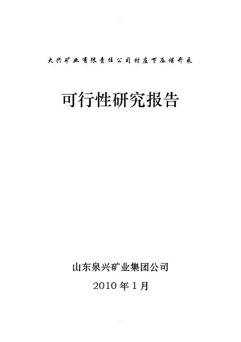 大兴矿业有限责任公司村庄下压煤开采