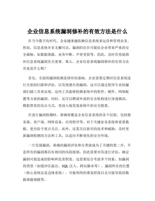 企业信息系统漏洞修补的有效方法是什么