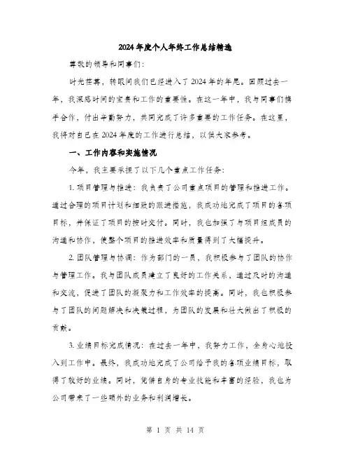 2024年度个人年终工作总结精选(5篇)