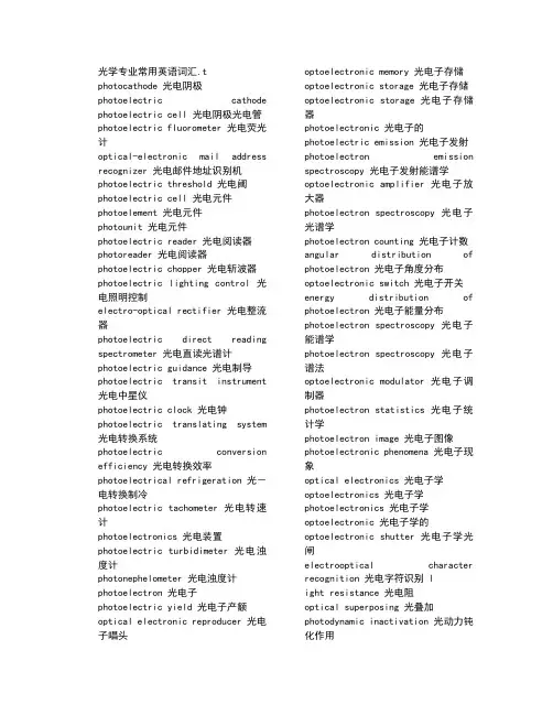 光学专业常用英语词汇