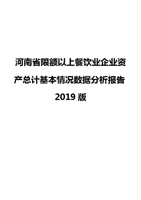 河南省限额以上餐饮业企业资产总计基本情况数据分析报告2019版