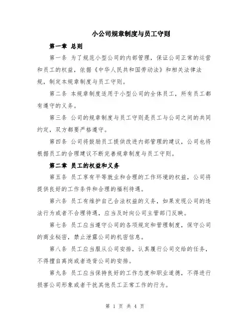 小公司规章制度与员工守则