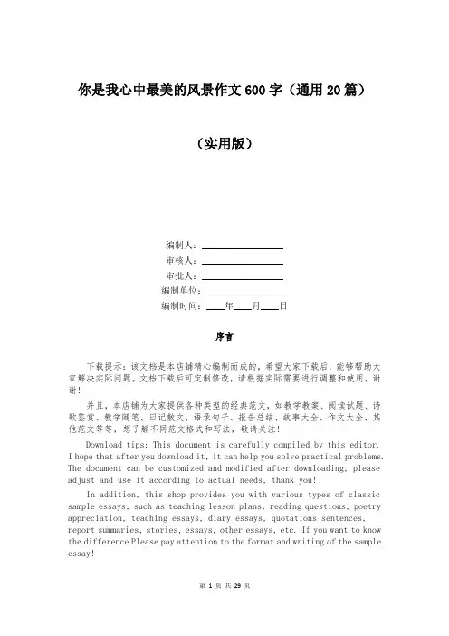 你是我心中最美的风景作文600字(通用20篇)