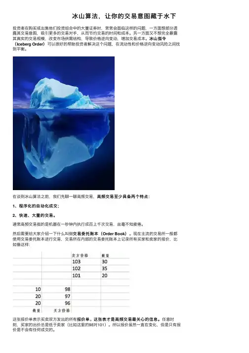 冰山算法，让你的交易意图藏于水下