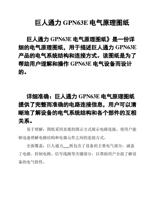 巨人通力GPN63E电气原理图纸