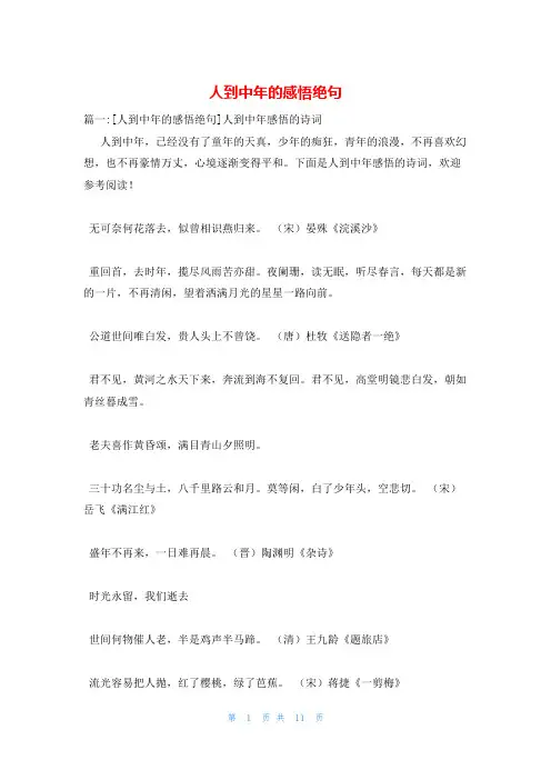 人到中年的感悟绝句