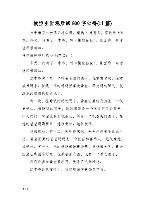 横空出世观后感800字心得(11篇)
