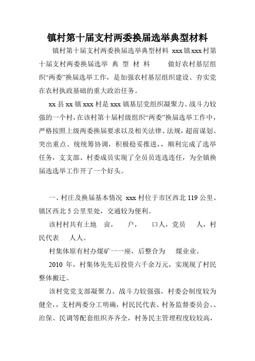 镇村第十届支村两委换届选举典型材料.doc